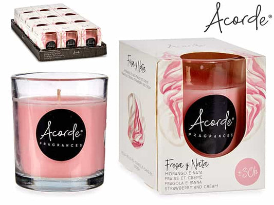 Vela en vaso transparente 30h - Fresa & Nata