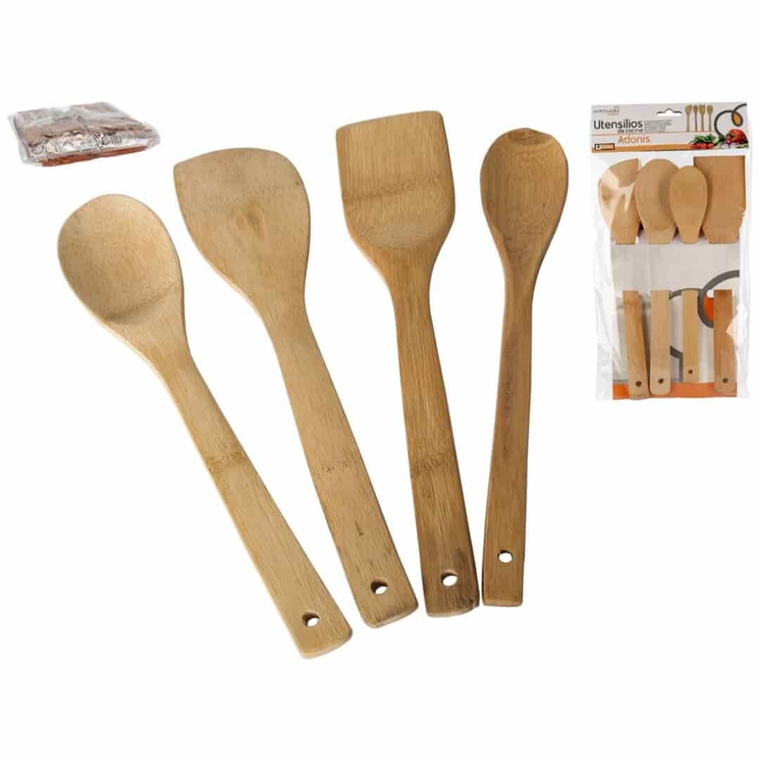 Set 4 utensilios de bambú