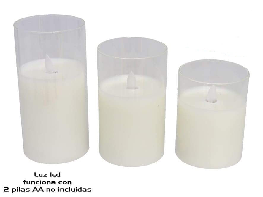 Portavelas x3 llama 1 LED con movimiento blanco
