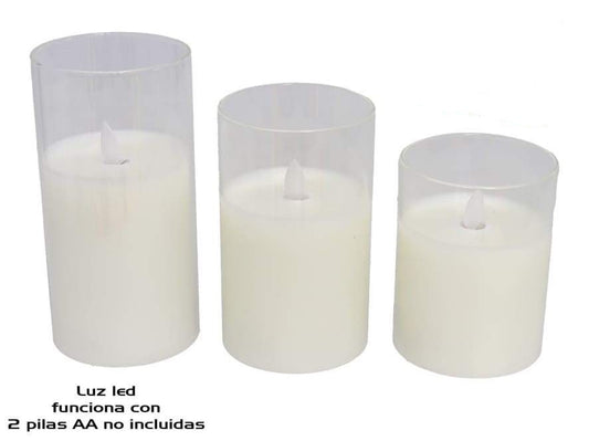 Portavelas x3 llama 1 LED con movimiento blanco