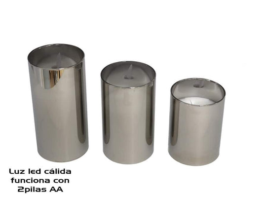 Set 3 Velas + Portavelas llama 1 LED con movimiento Bruna