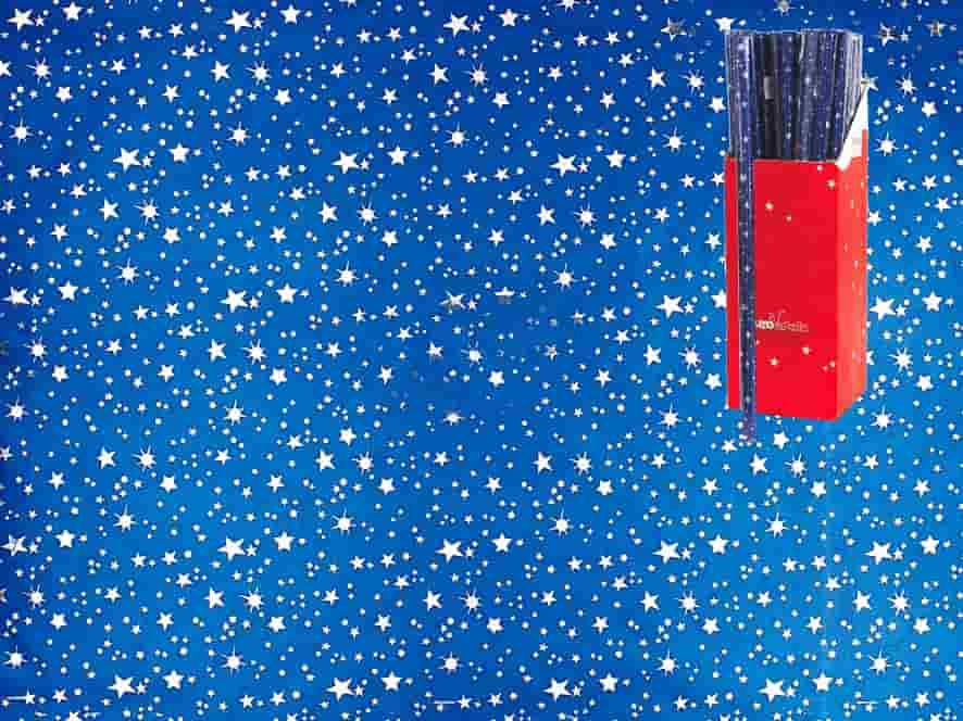 Rollo papel cielo estrella plata 100x70 cm