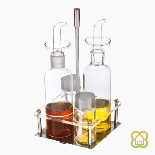 Aceitera Antigoteo Cristal - Set 4 - Aceitera, Vinagrera, Azucarero y Salero