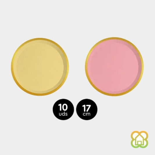 Plato con borde dorado 17cm [Disponible en varios colores]