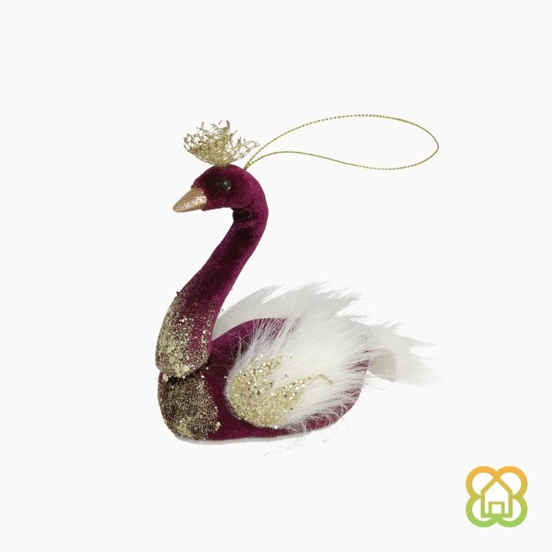 Colgante Cisne Burdeos 10 cm