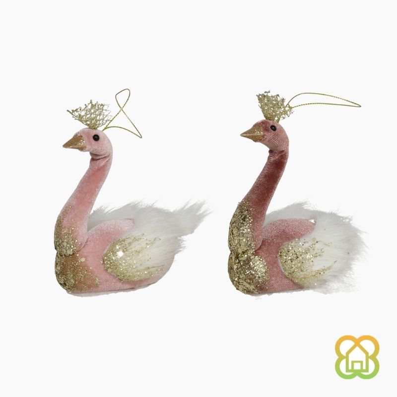 Colgante Cisne Rosa-Oro 10 cm