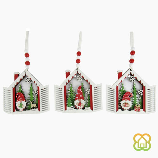 Colgante Casa Madera Gnomo 12x11,5 cm