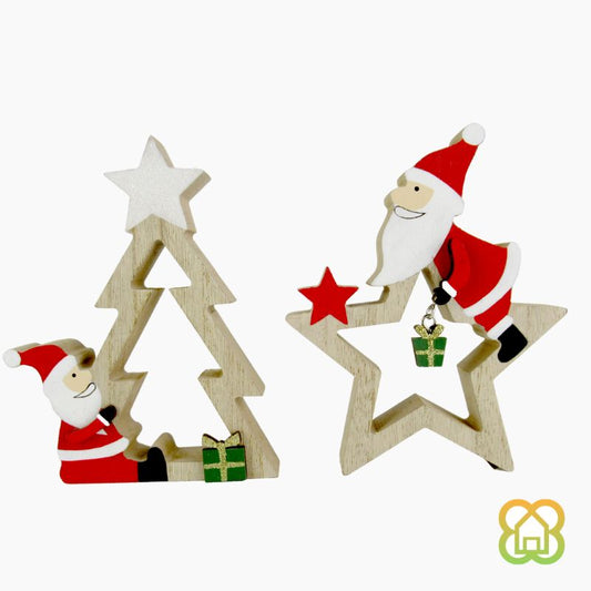 Figura Madera Estrella - Santa 15 cm