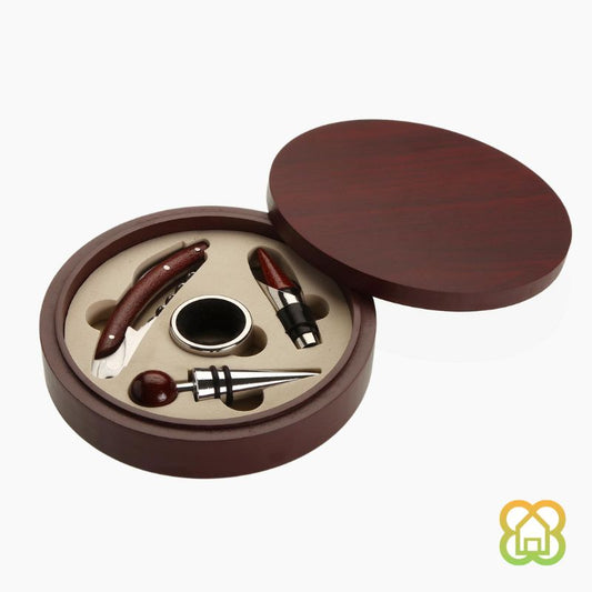 Caja Vino 4 Utensilios Madera Natural