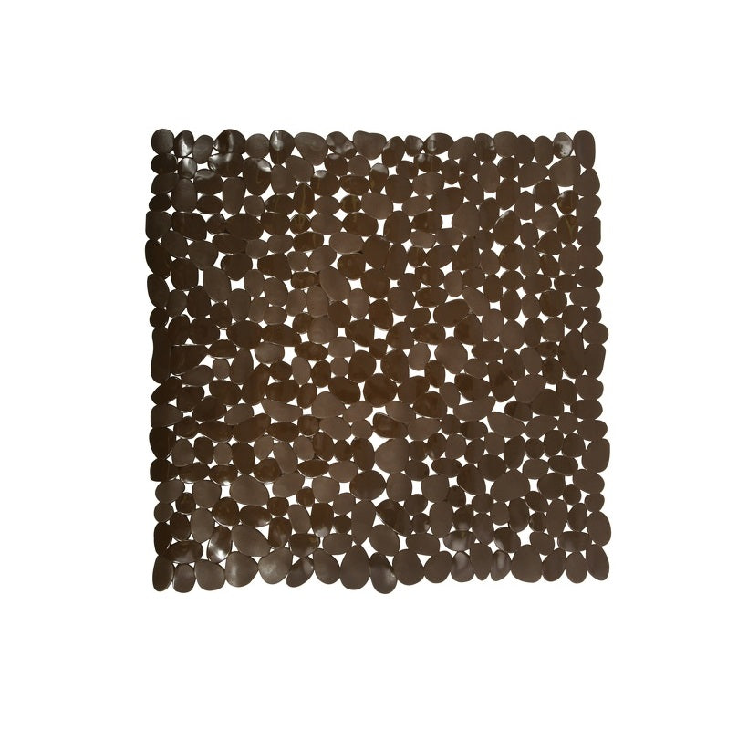 Alfombra de ducha pvc piedras 53x53cm chocolate