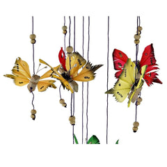 Avisador de Puerta Ratan con Mariposas de Pluma 16 x 16 x 70cm