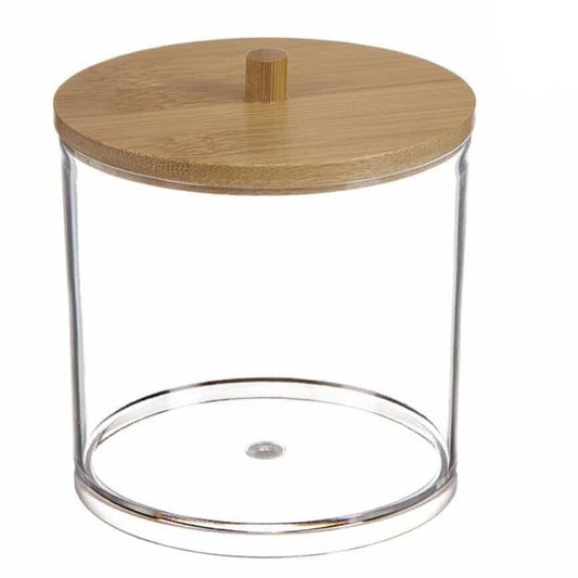 Organizador cosmetico cuadrado tapa bambú 8cm