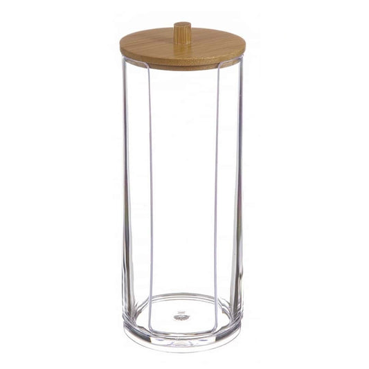 Dispensador disco algodón tapa bambú 18cm