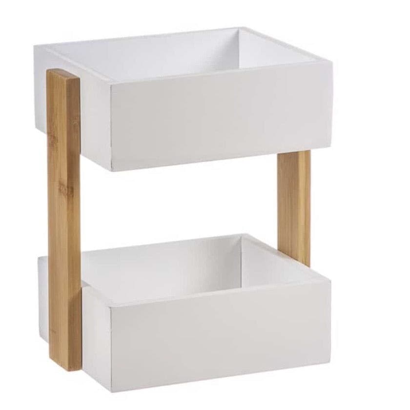 Mini mueble 2 baldas madera y bambú 25 cm