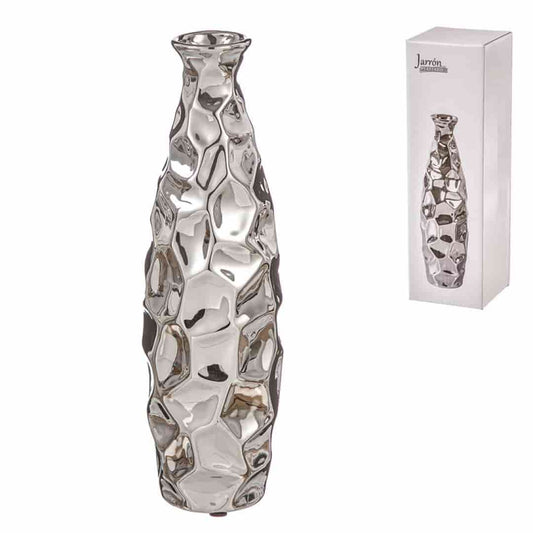 Jarrón cerámica plateado tebas 27 cm