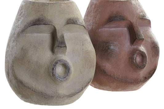 Jarrón resina cara 21x20x22,5 2 surt.