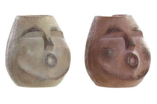 Jarrón resina cara 21x20x22,5 2 surt.