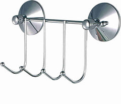 Patera 4 Ganchos Super Ventosas, Metal, Cromado, 5.5x10x20 cm