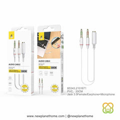 Cable mezclador audio y micrófono Jack 3.5mm