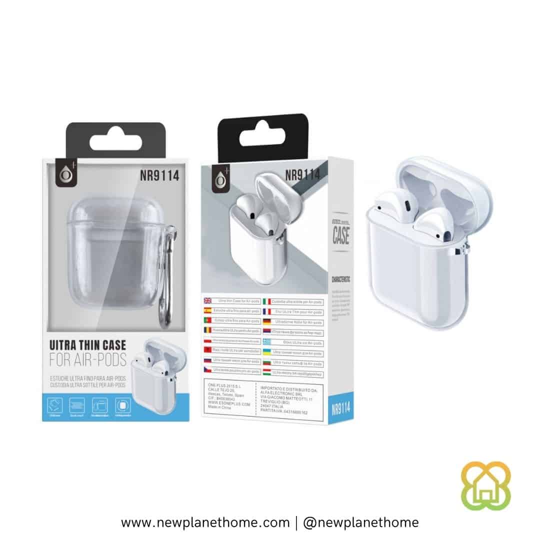 Funda AirPods 1º y 2º generación con mosquetón transparente