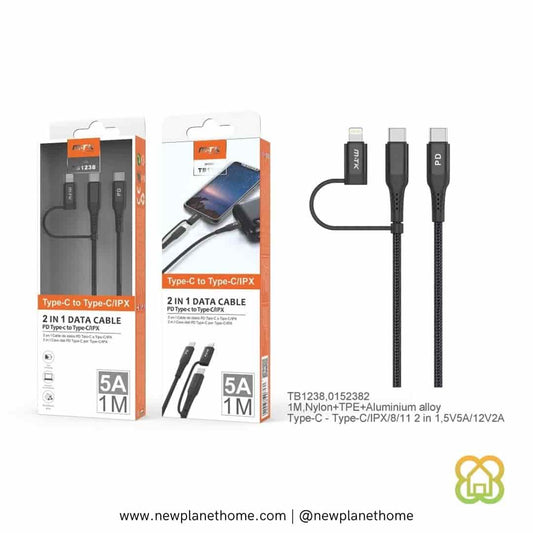 Cable Lightning a Type-C trenzado
