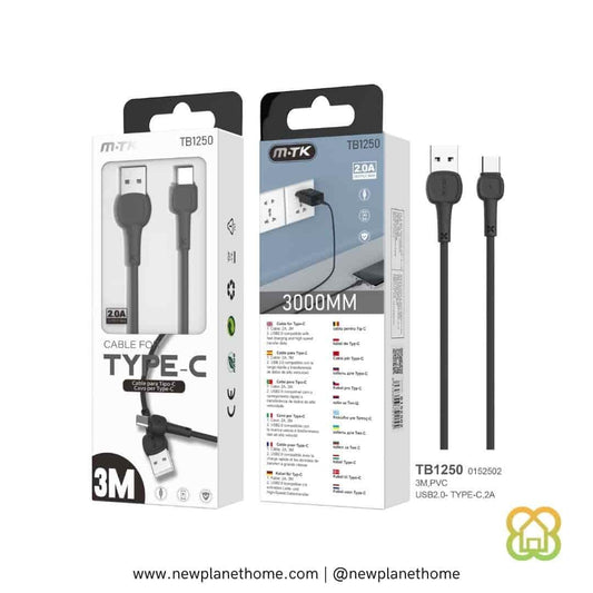 Cable Type-C 3 metros [color a escoger]