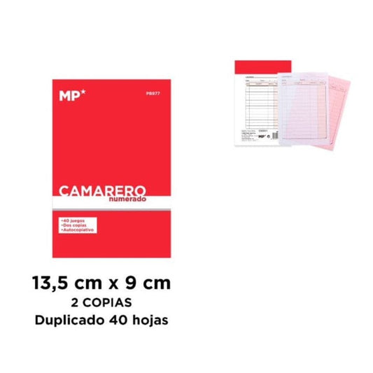 Talonario Camarero 2 Copias - 40 Hojas