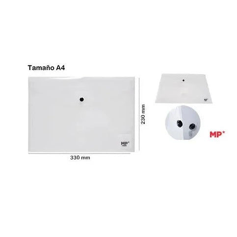 Carpeta sobre con botón transparente A4