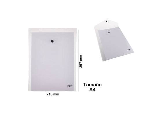 Carpeta sobre con botón transparente A4