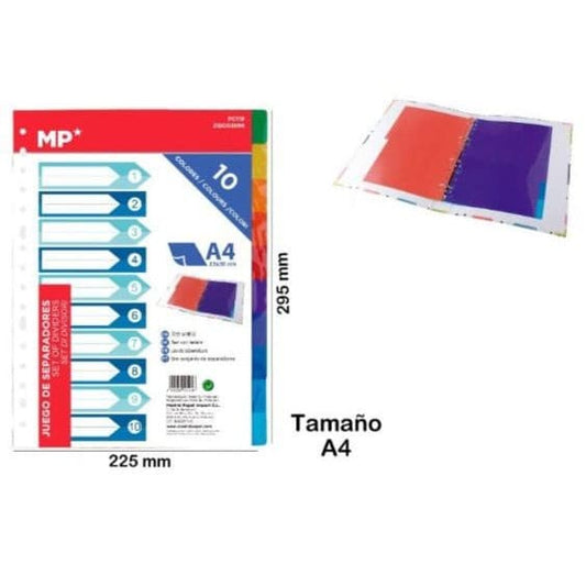 Juego de separadores 10 colores A4