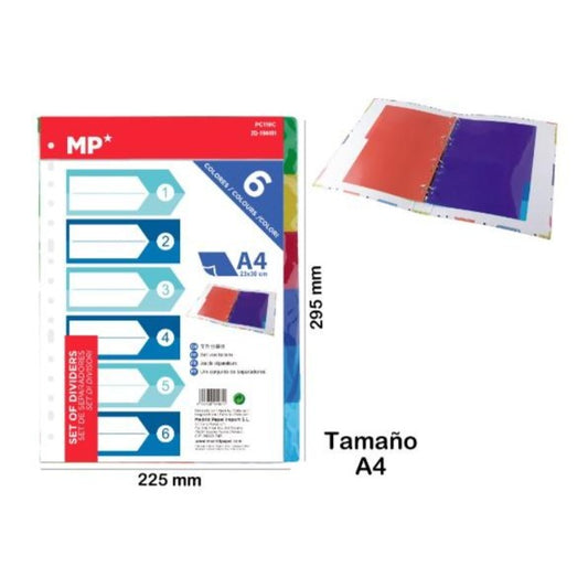 Juego de separadores 6 colores A4