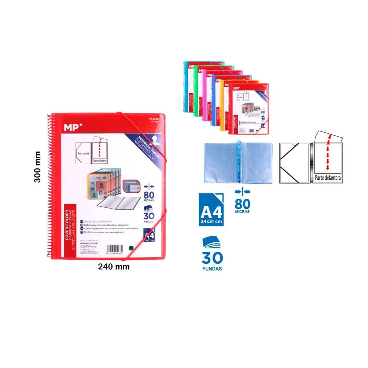 Carpeta 30 fundas A4 porta personalizable