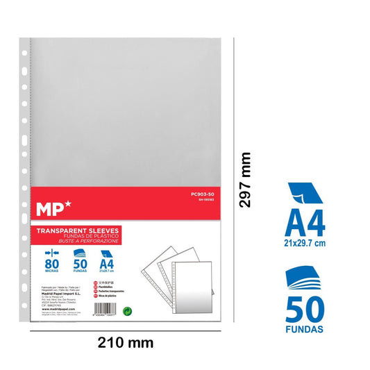 Fundas A4 50 uds 80 micras liso