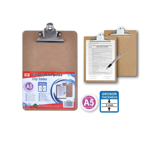 Carpeta de madera con pinza A5 mp