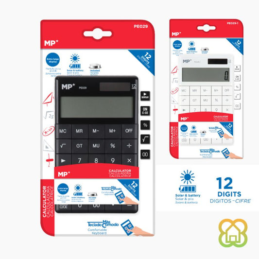 Calculadora Solar Moderna Blanco/Negro