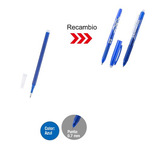 Recambio para boligrafos borrables Azul