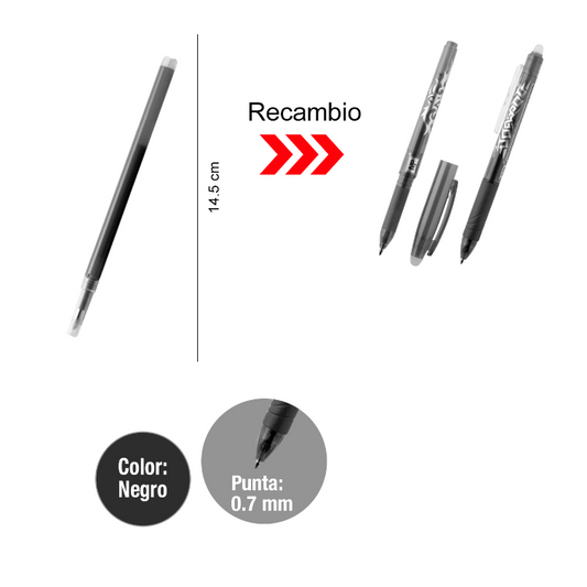 Recambio para boligrafos borrables Negro