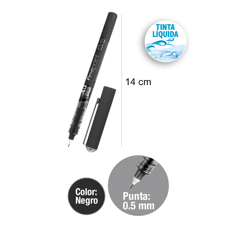 Bolígrafo tinta líquida punta aguja negro