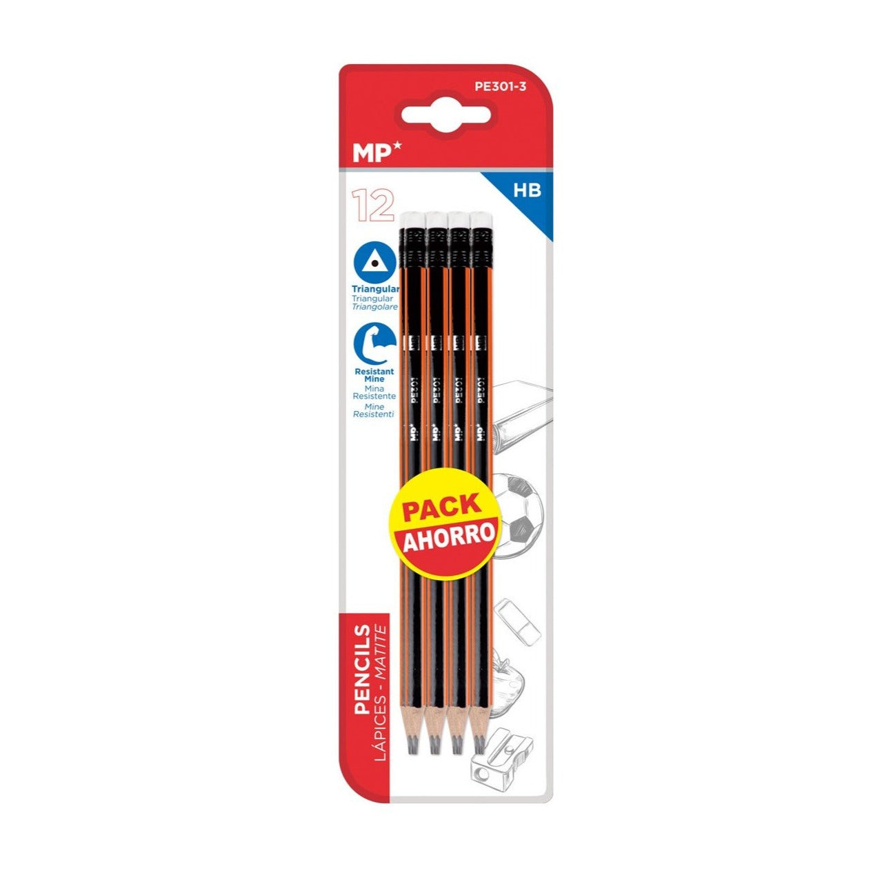Pack 12 lápices con goma HB