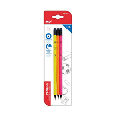 Pack 3 lápices con goma fluorescentes
