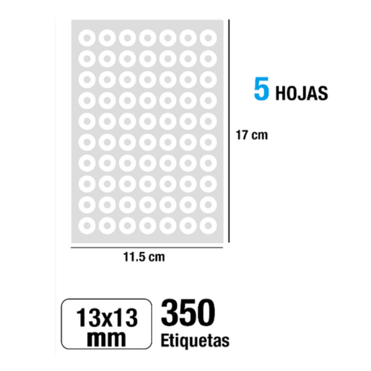 Arandelas Autoadhesiva 350 Uds 5 Hojas