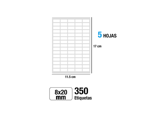 Etiquetas blancas adhesivas Ø8X20mm 350Uds