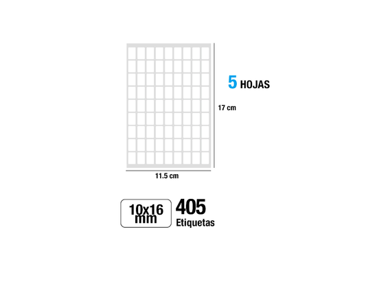 Etiquetas blancas adhesivas Ø10X16mm 405Uds