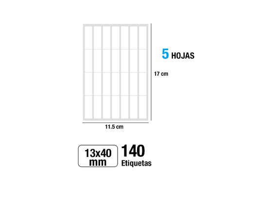 Etiquetas blancas adhesivas  Ø13X40mm 140Uds