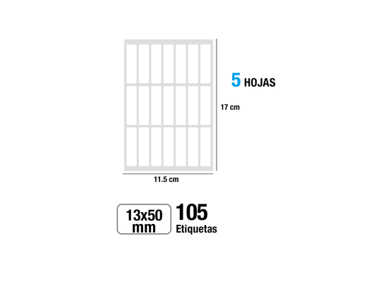 Etiquetas blancas adhesivas Ø13X50mm 105Uds