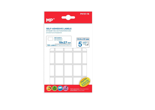 Etiquetas blancas adhesivas 19X27mm 125Uds