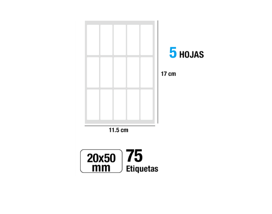 Etiquetas blancas adhesivas 20X50mm 75Uds