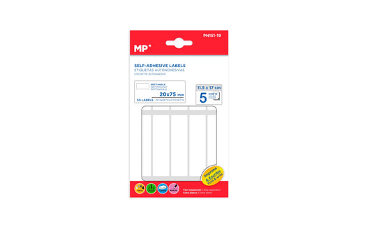 Etiquetas blancas adhesivas 20X75mm 50Uds