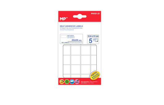 Etiquetas blancas adhesivas 24X24mm 120Uds