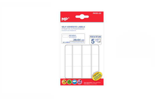 Etiquetas blancas adhesivas 26X54mm 60Uds